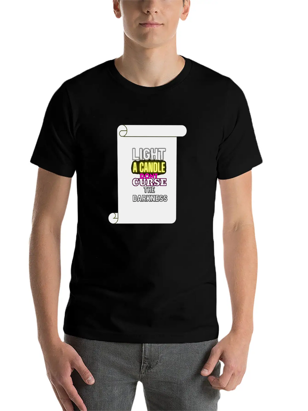 LIGHT A CANDLE DONT CURSE THE DARKNESS Classic Cotton Tee – Unisex Comfort For Any Season