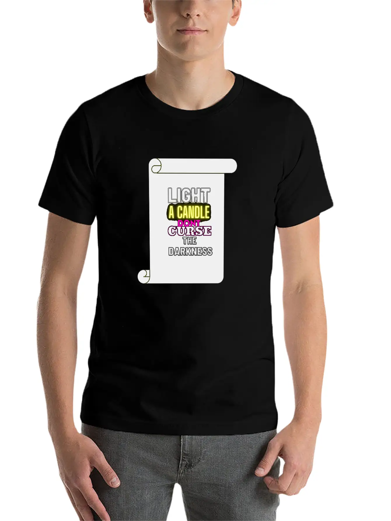 LIGHT A CANDLE DONT CURSE THE DARKNESS Classic Cotton Tee – Unisex Comfort For Any Season