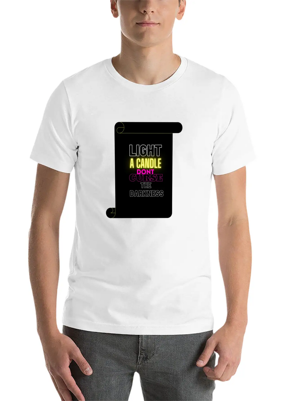 LIGHT A CANDLE DONT CURSE THE DARKNESS Classic Cotton Tee – Unisex Comfort For Any Season