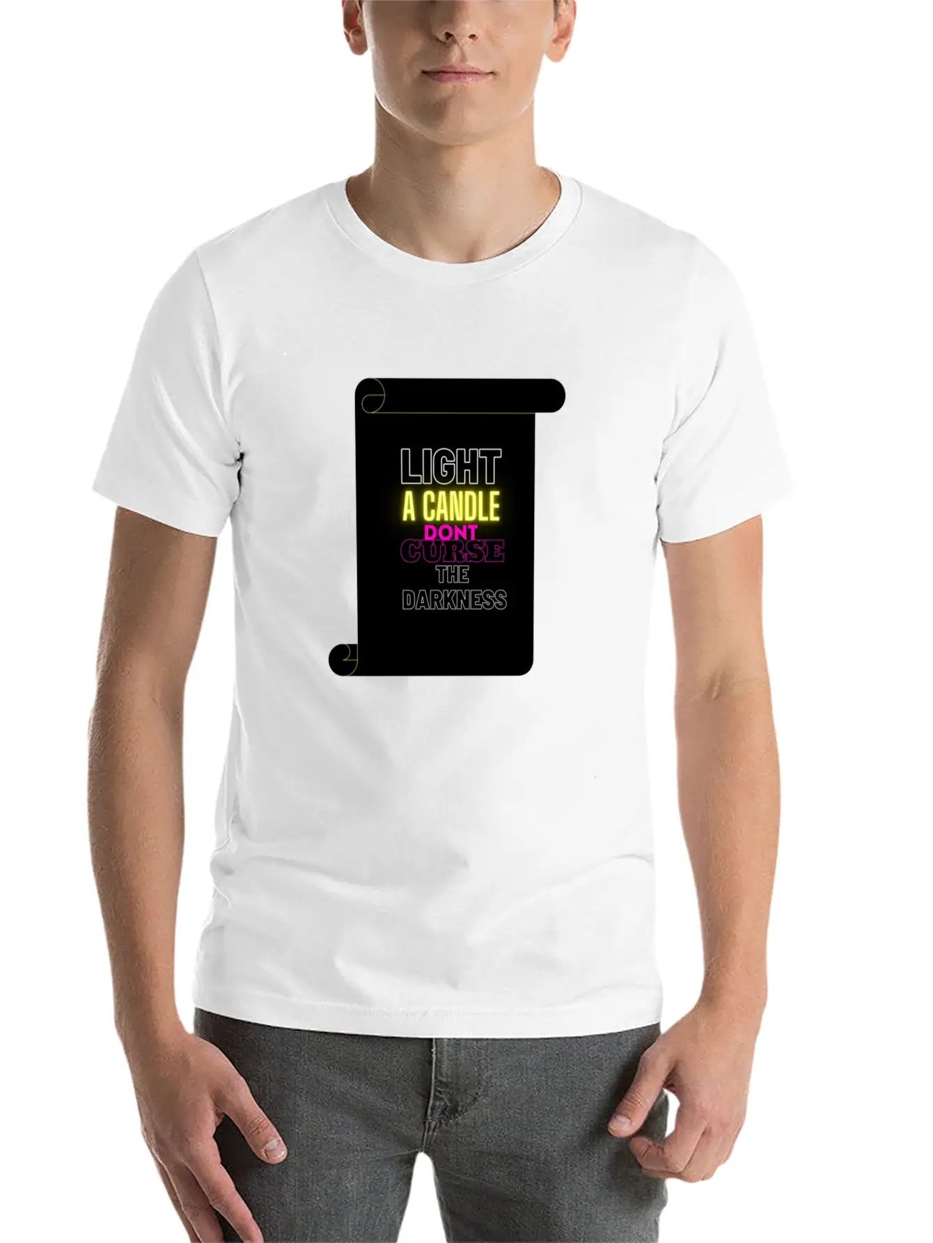 LIGHT A CANDLE DONT CURSE THE DARKNESS Classic Cotton Tee – Unisex Comfort For Any Season