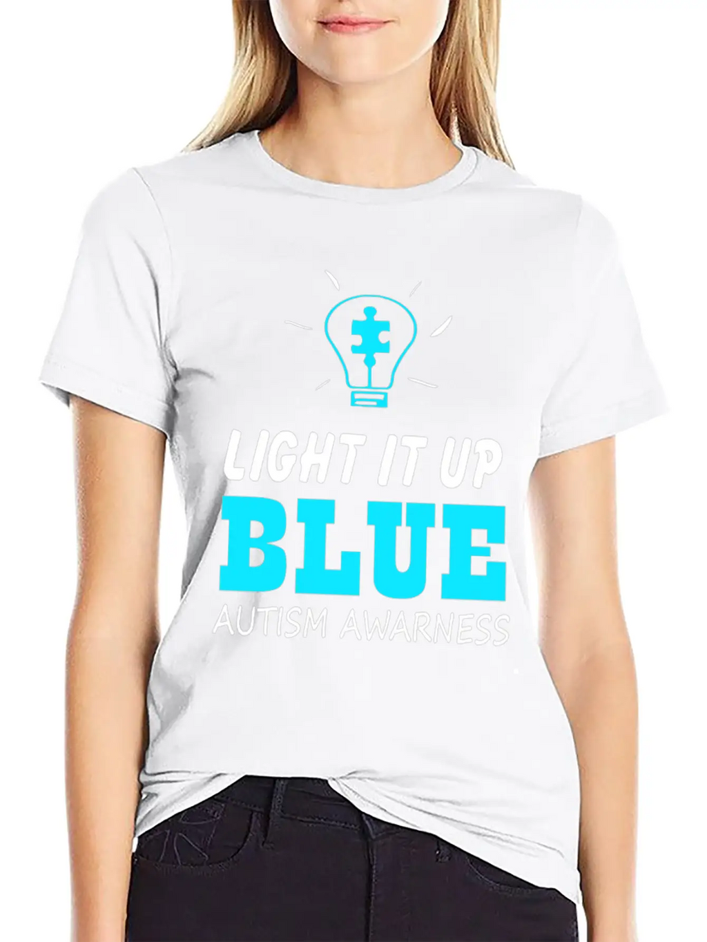 Light It Up Blue Autism Awareness Breathable Graphic T-Shirt – Perfect For Casual Days