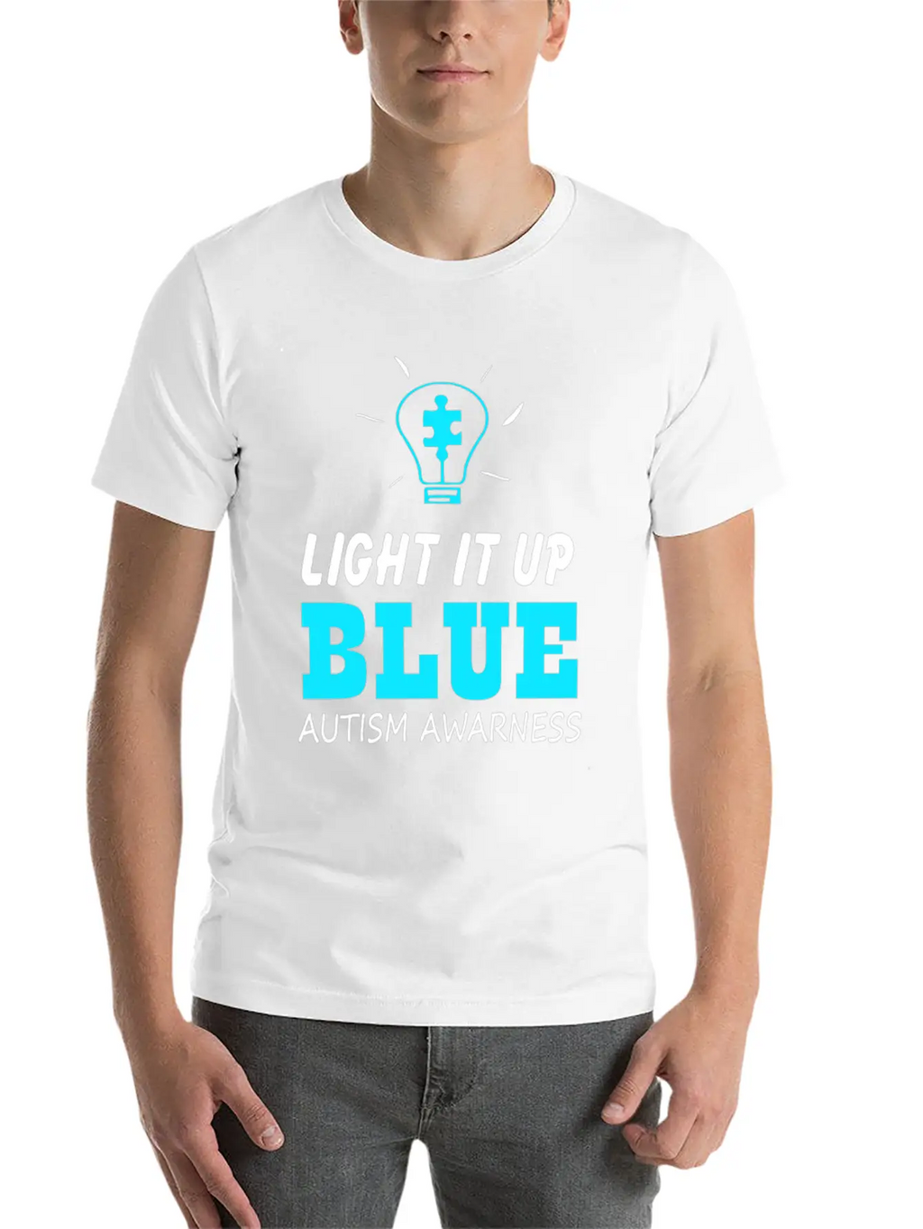 Light It Up Blue Autism Awareness Breathable Graphic T-Shirt – Perfect For Casual Days