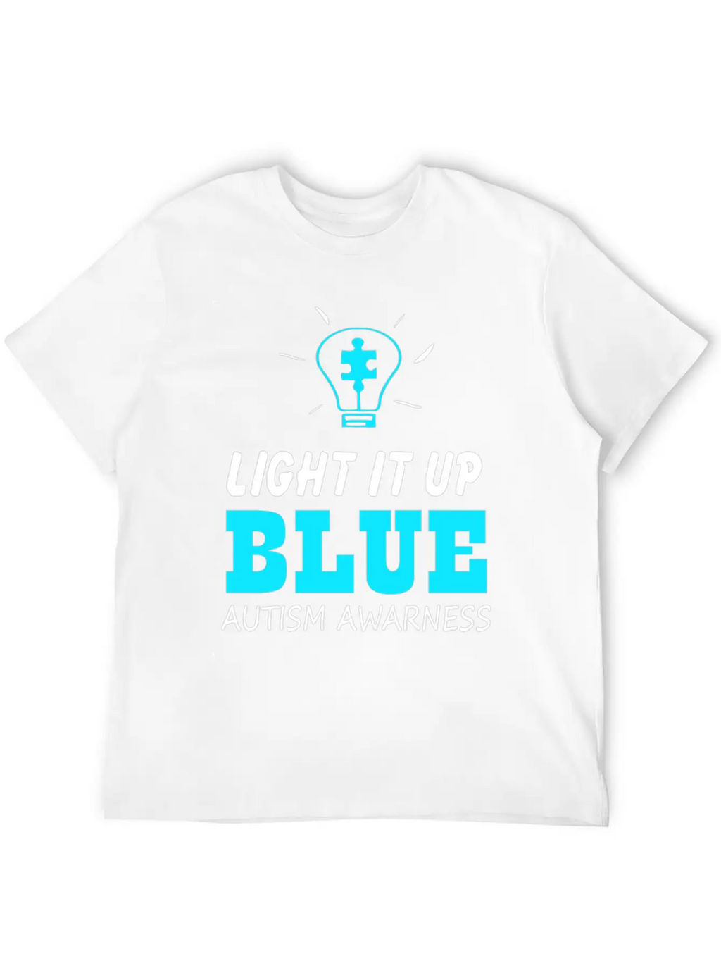 Light It Up Blue Autism Awareness Breathable Graphic T-Shirt – Perfect For Casual Days