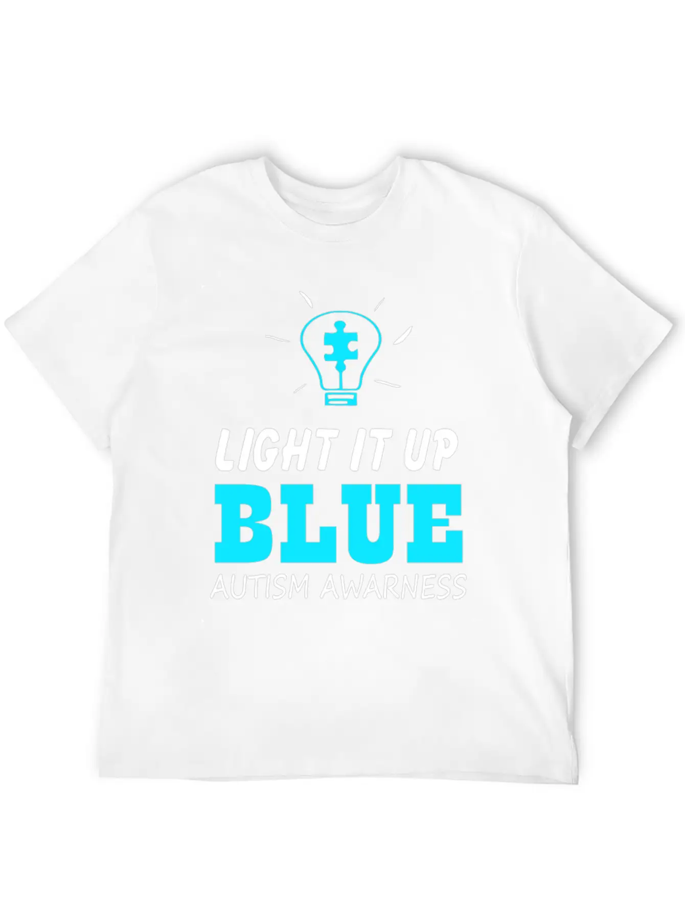 Light It Up Blue Autism Awareness Breathable Graphic T-Shirt – Perfect For Casual Days
