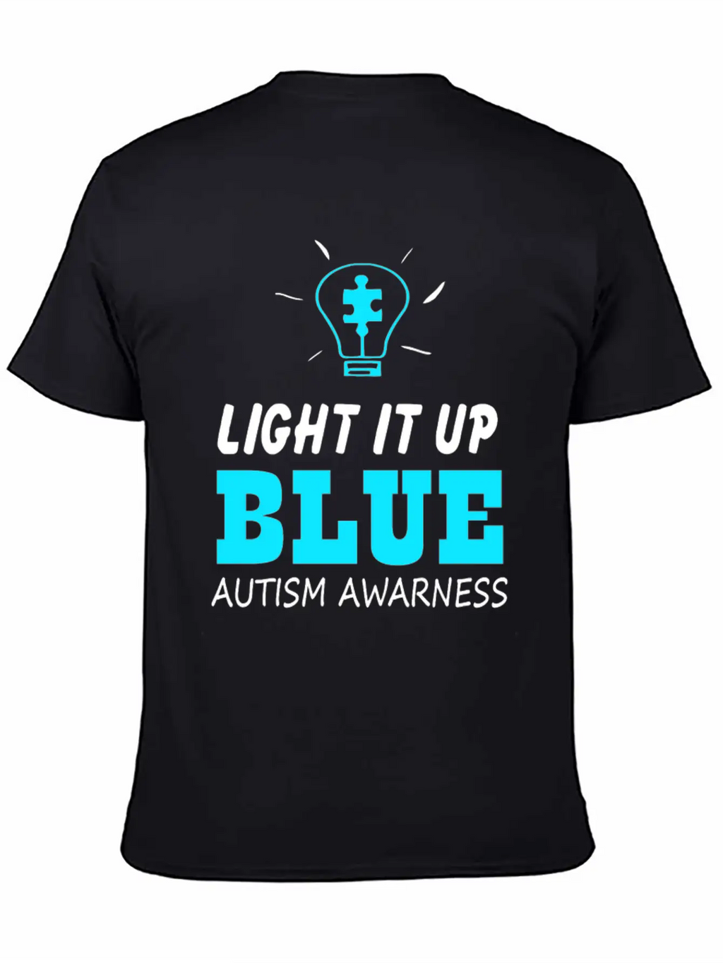 Light It Up Blue Autism Awareness Breathable Graphic T-Shirt – Perfect For Casual Days