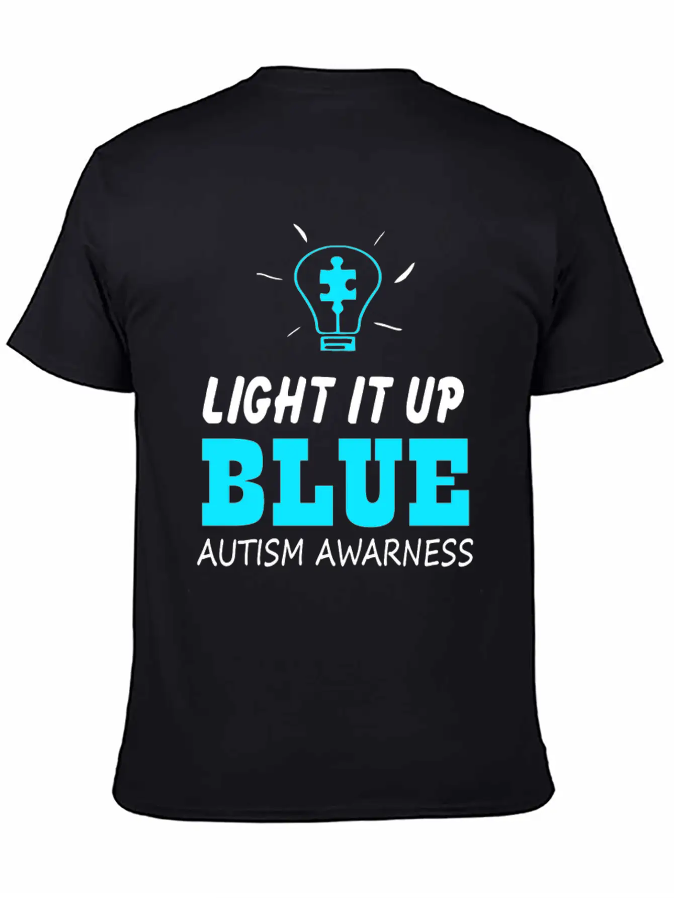 Light It Up Blue Autism Awareness Breathable Graphic T-Shirt – Perfect For Casual Days