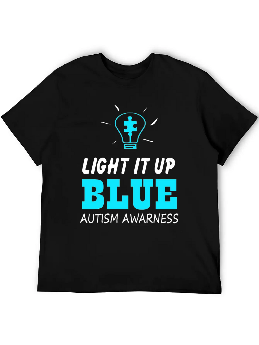 Light It Up Blue Autism Awareness Breathable Graphic T-Shirt – Perfect For Casual Days