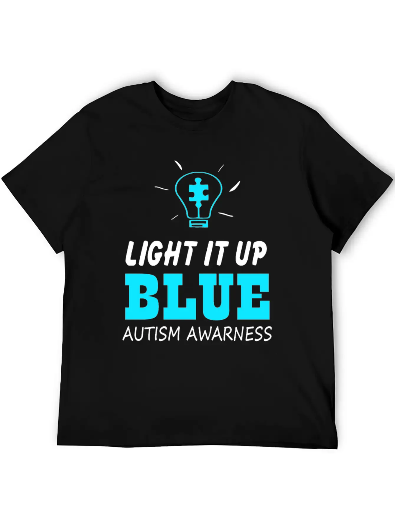 Light It Up Blue Autism Awareness Breathable Graphic T-Shirt – Perfect For Casual Days