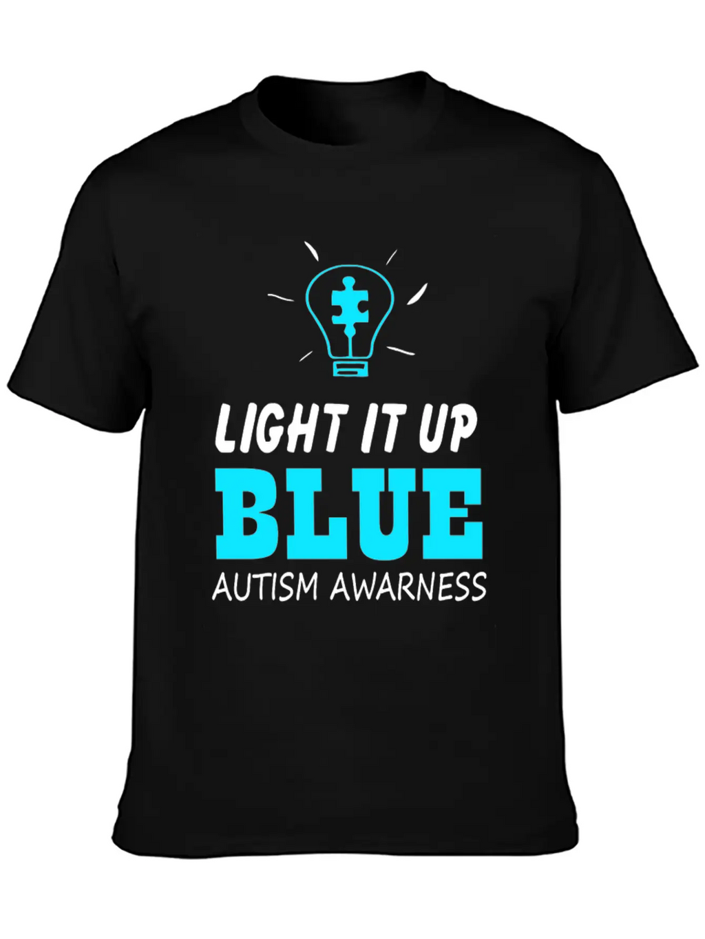 Light It Up Blue Autism Awareness Breathable Graphic T-Shirt – Perfect For Casual Days