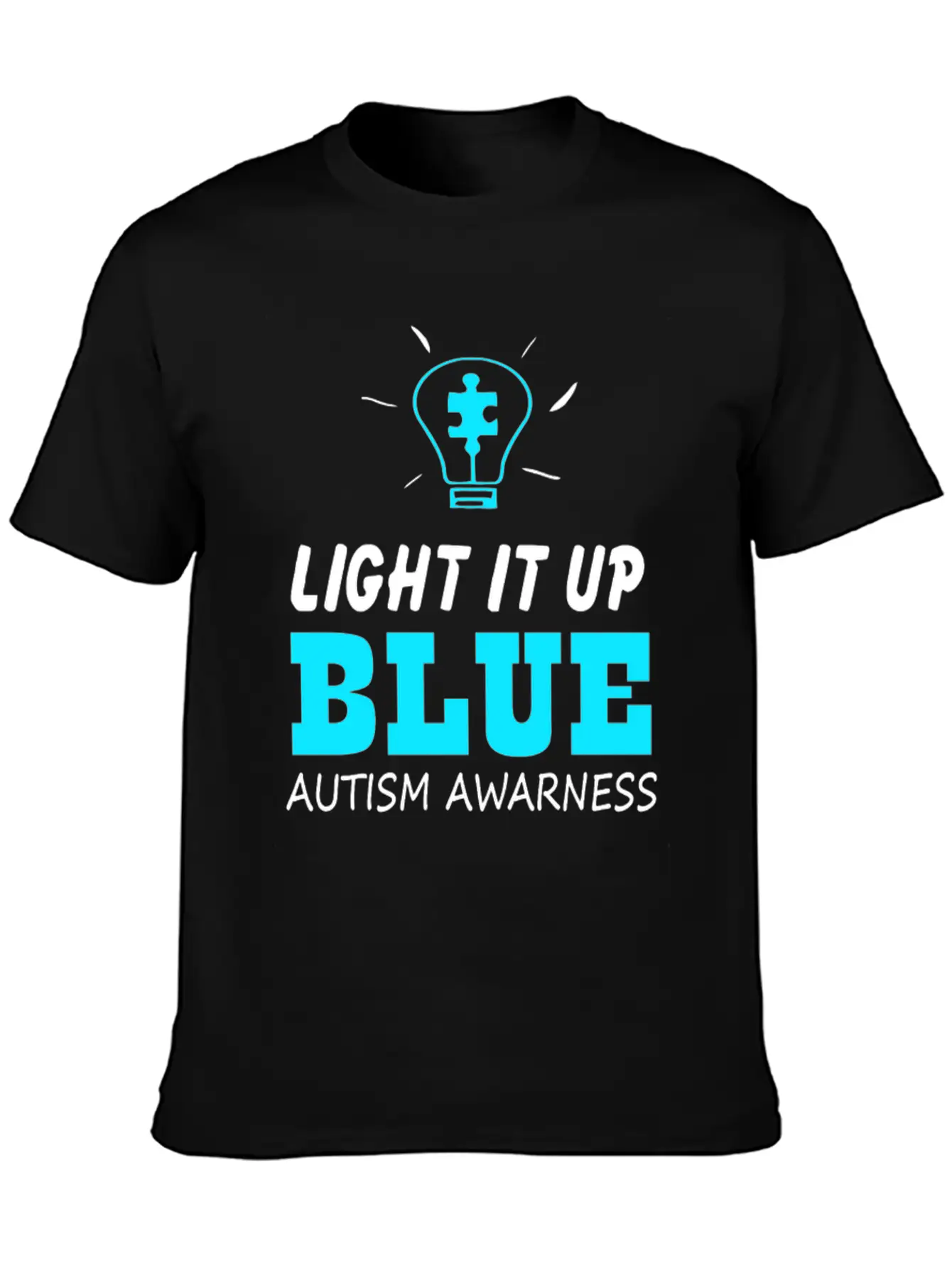 Light It Up Blue Autism Awareness Breathable Graphic T-Shirt – Perfect For Casual Days
