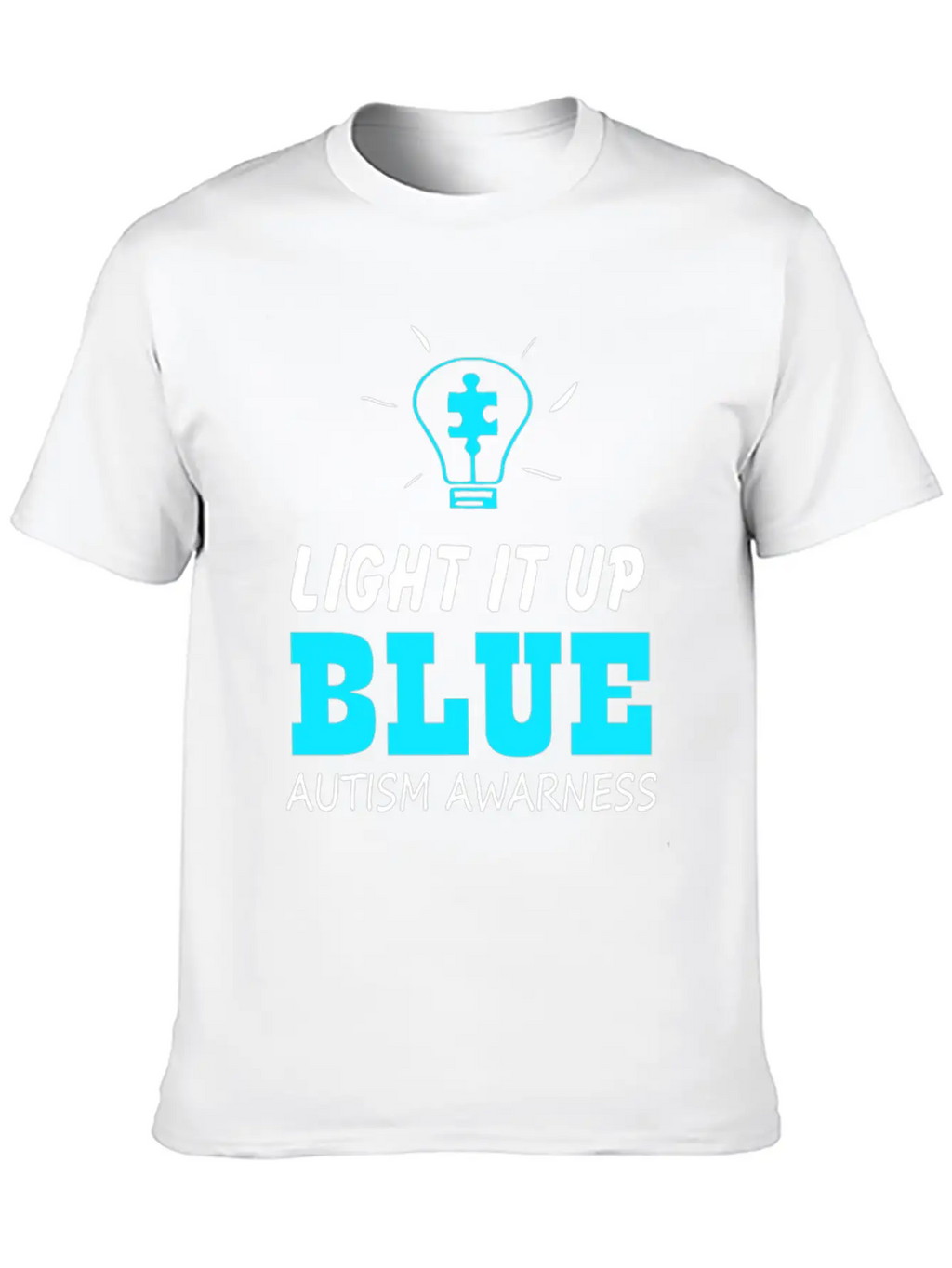 Light It Up Blue Autism Awareness Breathable Graphic T-Shirt – Perfect For Casual Days
