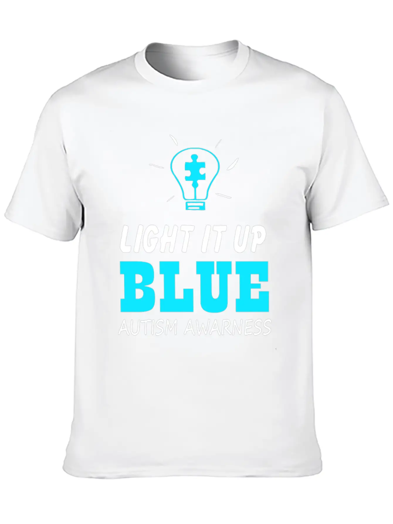 Light It Up Blue Autism Awareness Breathable Graphic T-Shirt – Perfect For Casual Days