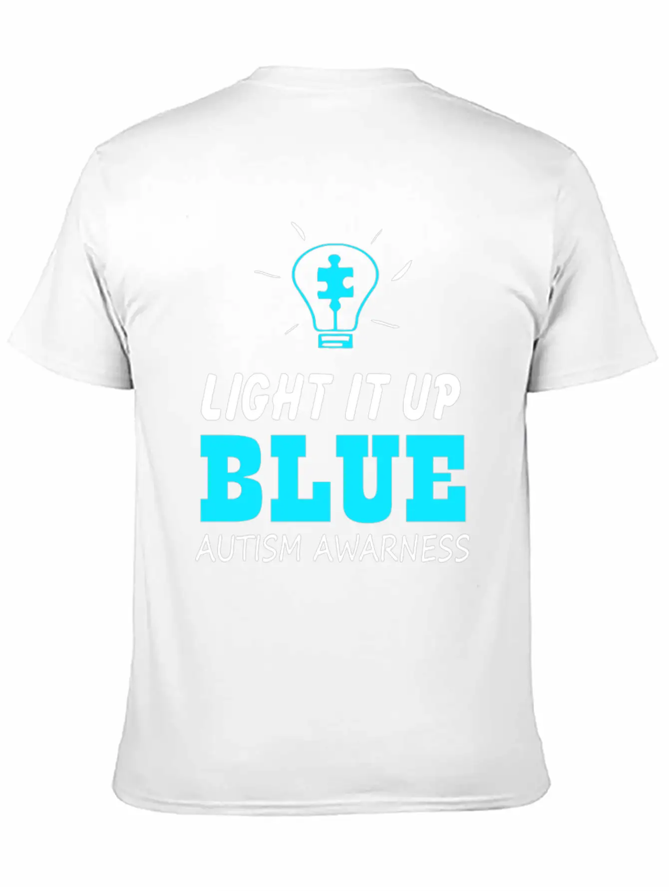 Light It Up Blue Autism Awareness Breathable Graphic T-Shirt – Perfect For Casual Days