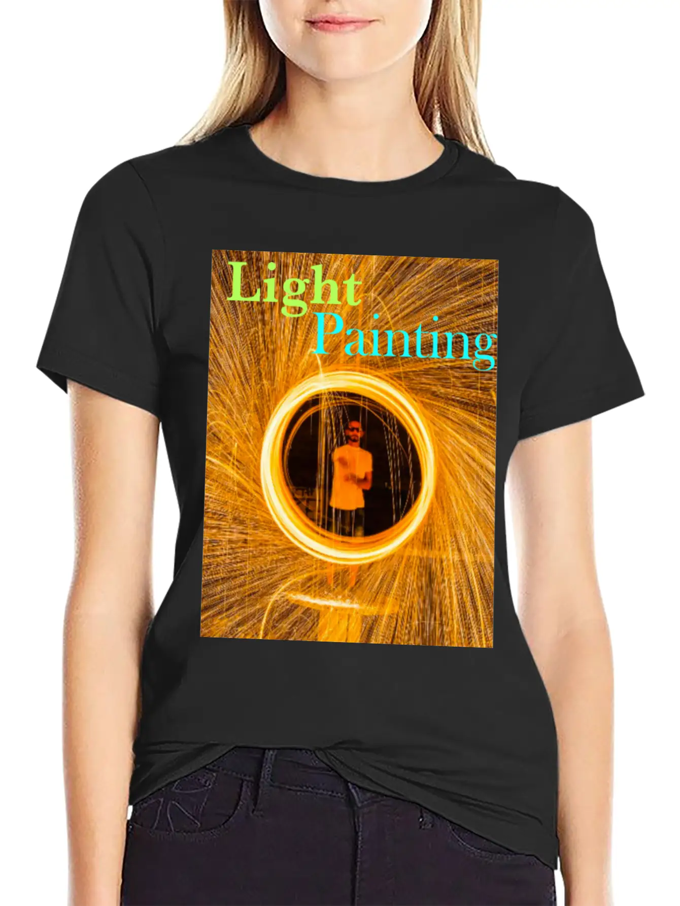 Light Painting Breathable Graphic T-Shirt – Perfect For Casual Days