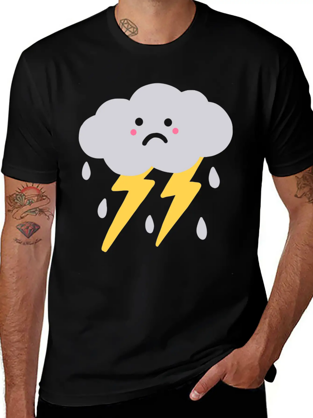 Lightning And Cloud Basic Graphic T-Shirt – Daily Comfort In Soft Cotton