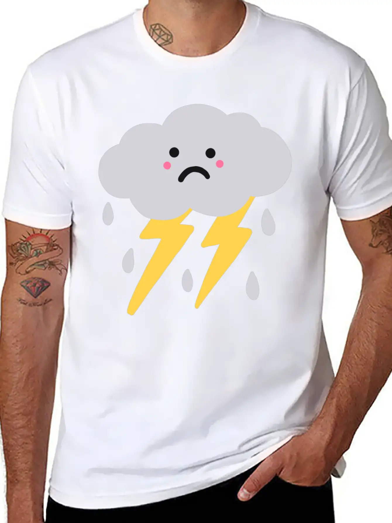 Lightning And Cloud Basic Graphic T-Shirt – Daily Comfort In Soft Cotton