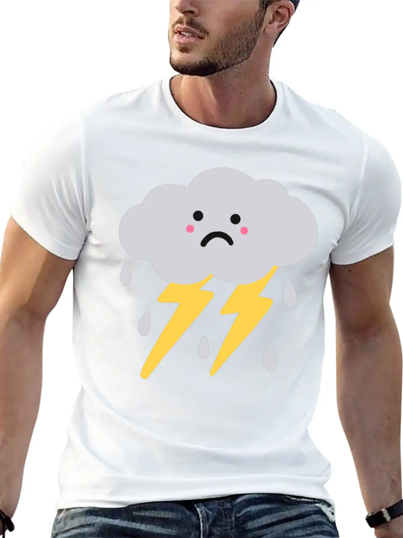 Lightning And Cloud Basic Graphic T-Shirt – Daily Comfort In Soft Cotton