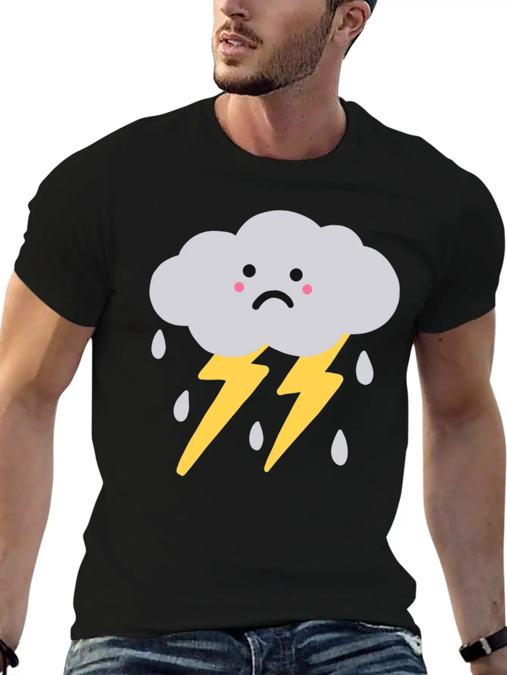 Lightning And Cloud Basic Graphic T-Shirt – Daily Comfort In Soft Cotton