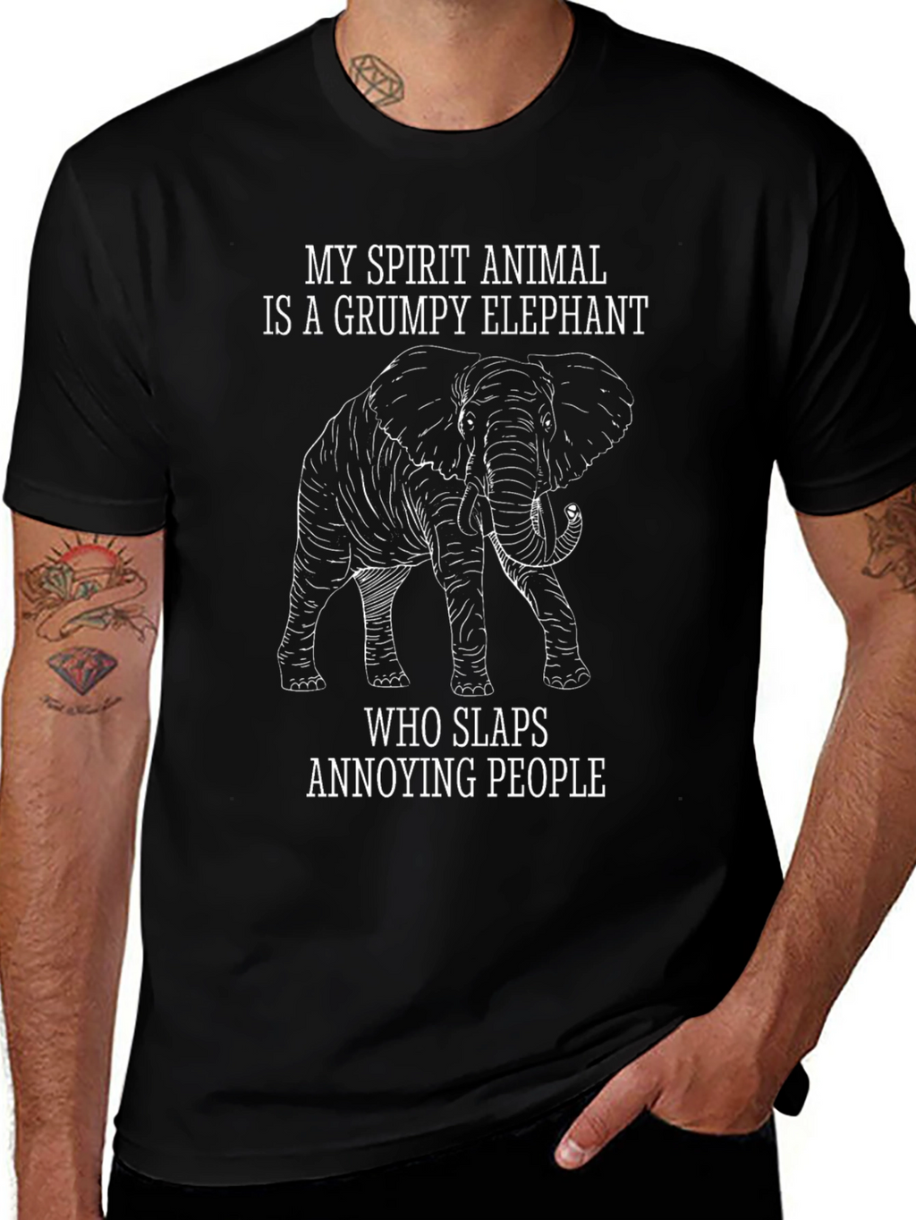 Grumpy Elephant T-Shirt - Slaps Annoying People