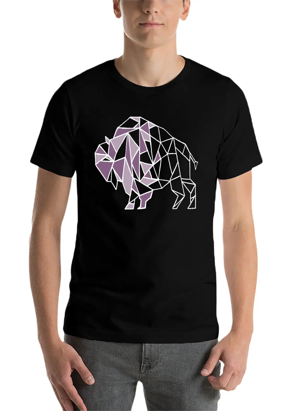 Lilac Lavender Geometric Bison Breathable Soft Cotton T-Shirt – Timeless Casual Look
