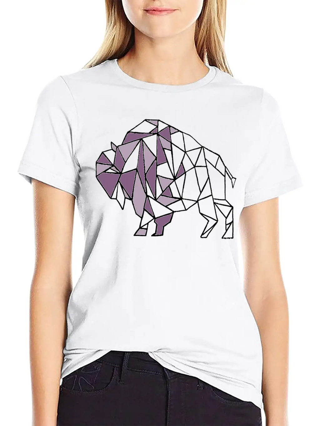 Lilac Lavender Geometric Bison Breathable Soft Cotton T-Shirt – Timeless Casual Look