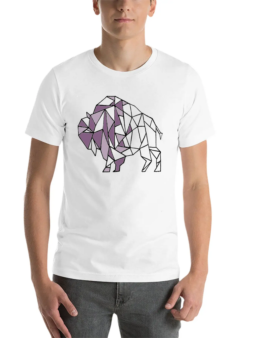 Lilac Lavender Geometric Bison Breathable Soft Cotton T-Shirt – Timeless Casual Look