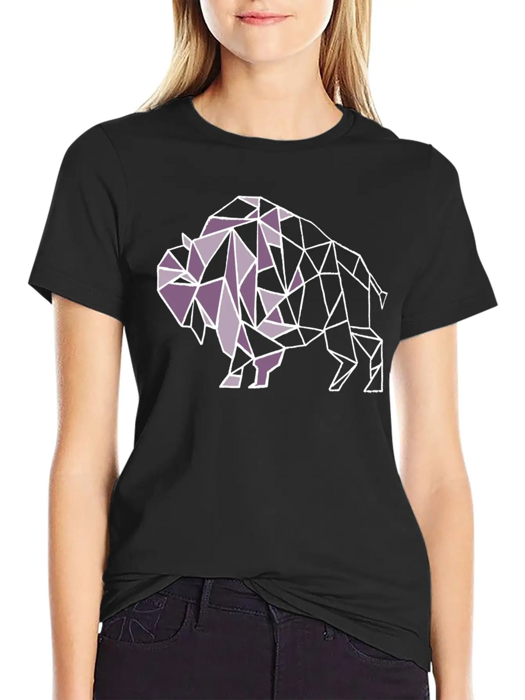 Lilac Lavender Geometric Bison Breathable Soft Cotton T-Shirt – Timeless Casual Look