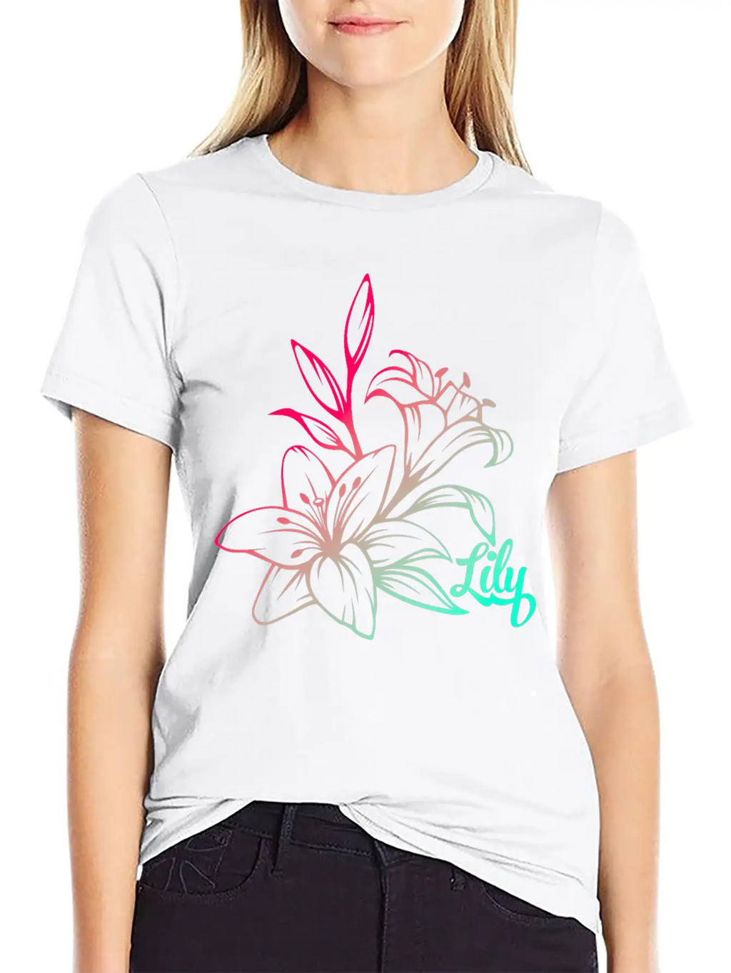Lilie Blossom Plant Basic Graphic T-Shirt – Daily Comfort In Soft Cotton