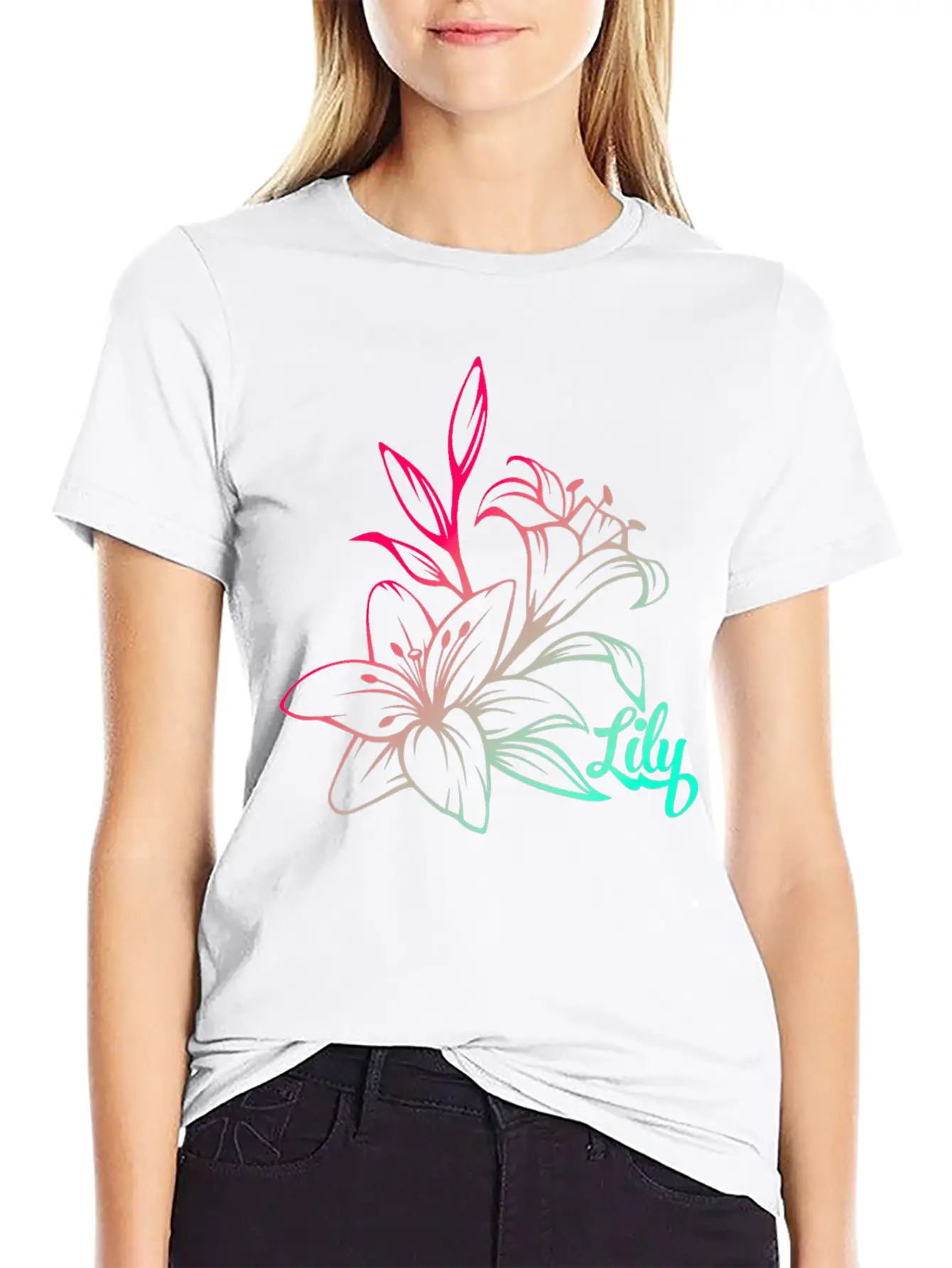 Lilie Blossom Plant Basic Graphic T-Shirt – Daily Comfort In Soft Cotton