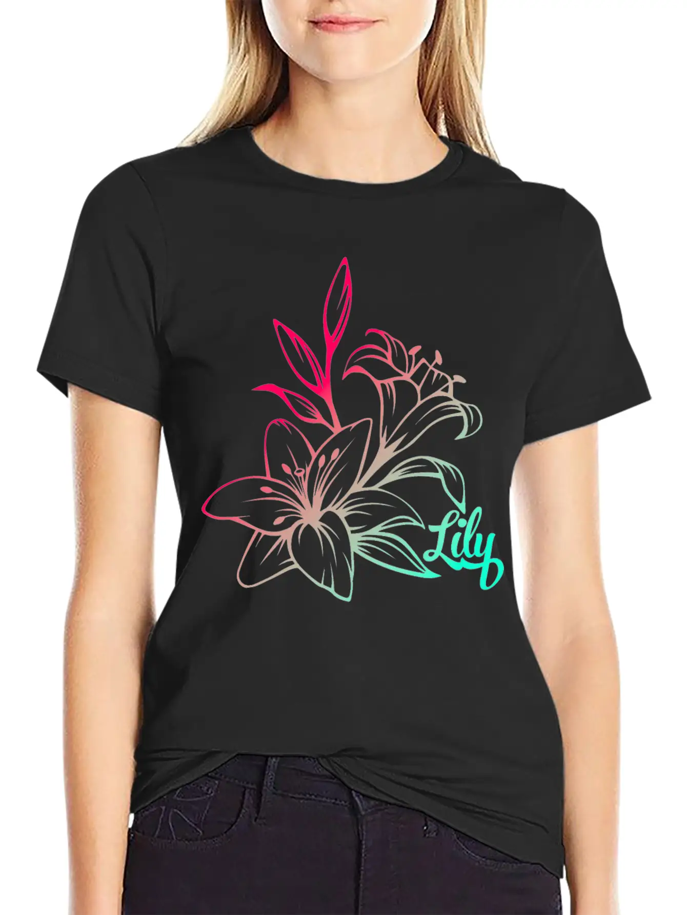 Lilie Blossom Plant Basic Graphic T-Shirt – Daily Comfort In Soft Cotton