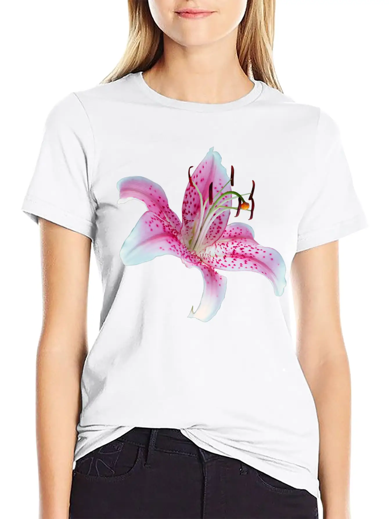 Lilly Flower Orchid Relaxed Everyday Tee – Lightweight And Durable Cotton