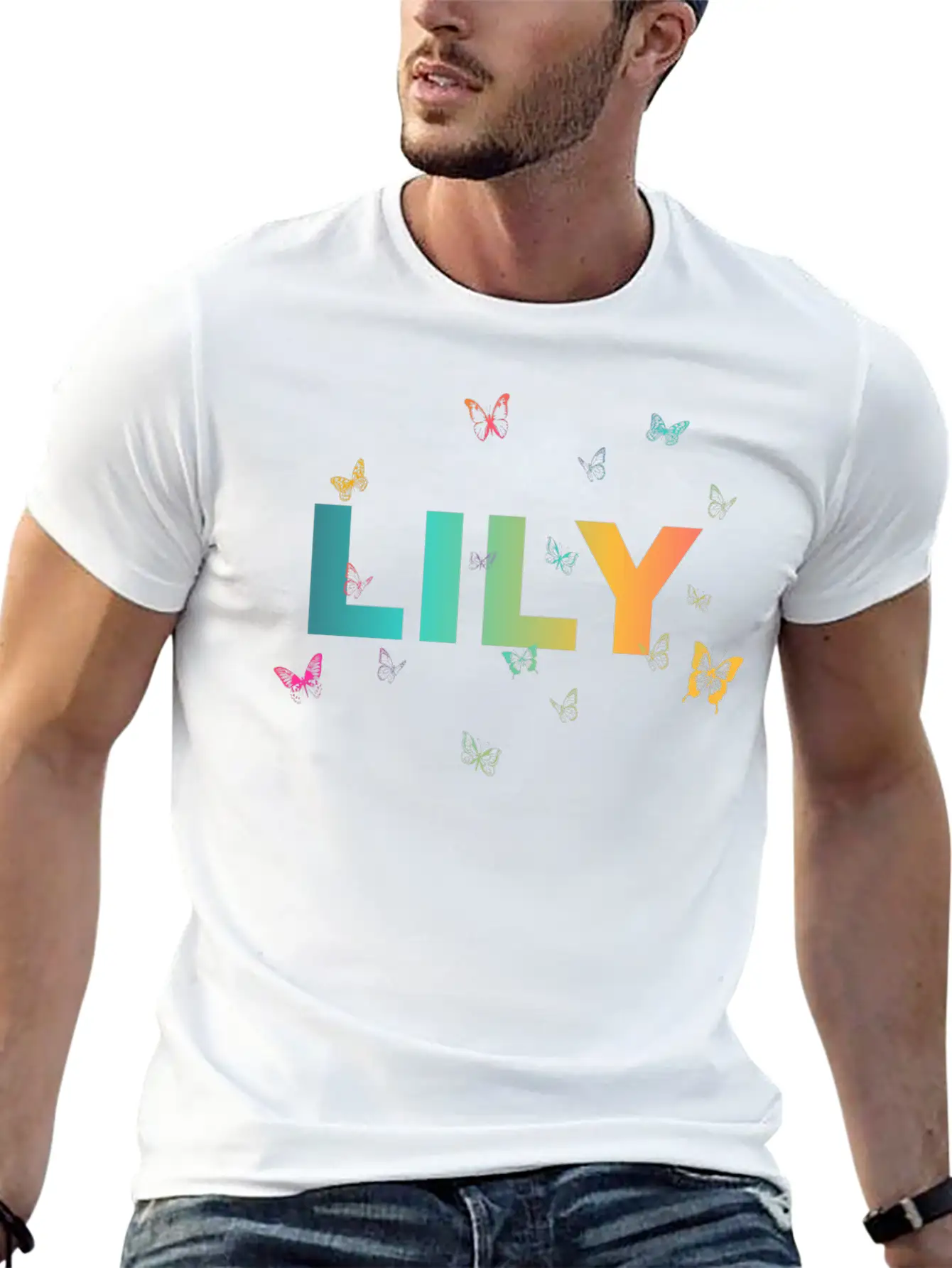Lily - Beautiful Name With Cute Butterflies Classic Cotton Tee – Unisex Comfort For Any Season