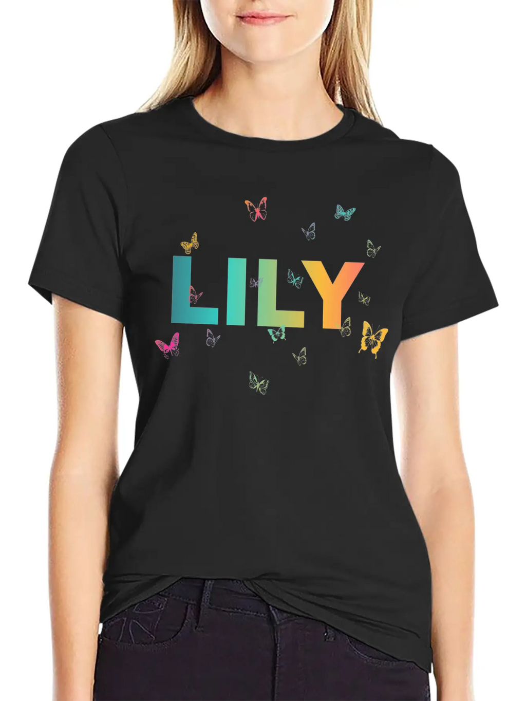 Lily - Beautiful Name With Cute Butterflies Classic Cotton Tee – Unisex Comfort For Any Season