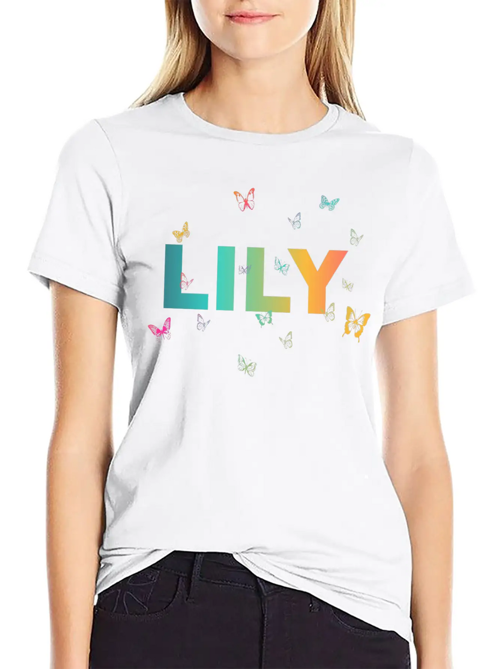 Lily - Beautiful Name With Cute Butterflies Classic Cotton Tee – Unisex Comfort For Any Season