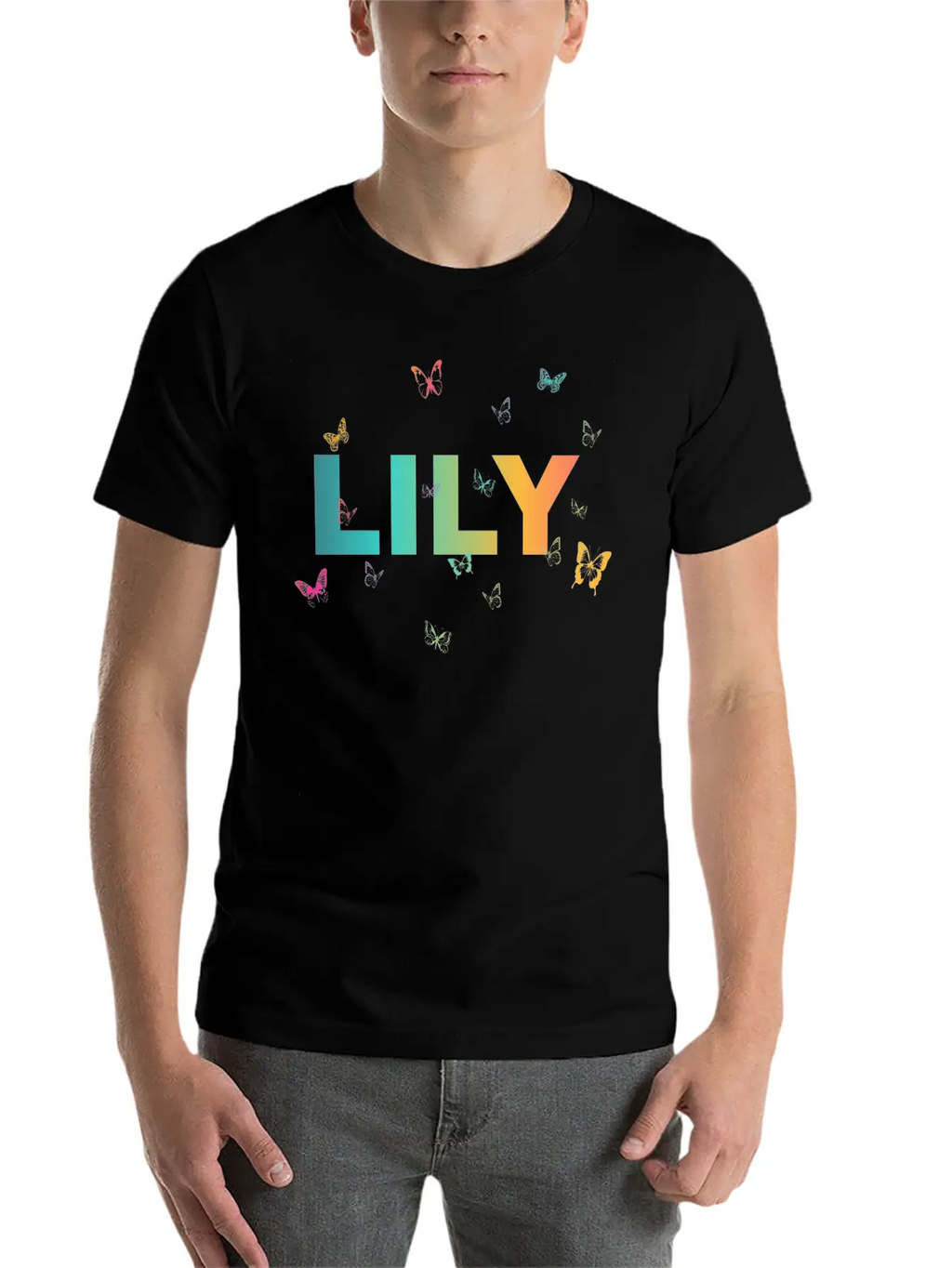 Lily - Beautiful Name With Cute Butterflies Classic Cotton Tee – Unisex Comfort For Any Season