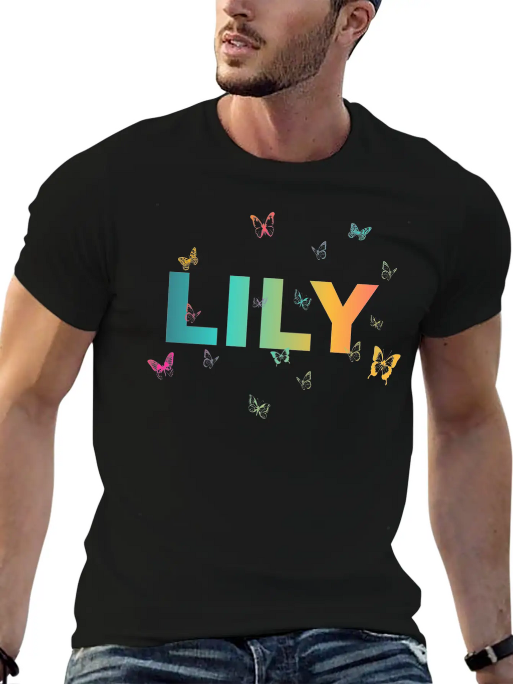 Lily - Beautiful Name With Cute Butterflies Classic Cotton Tee – Unisex Comfort For Any Season