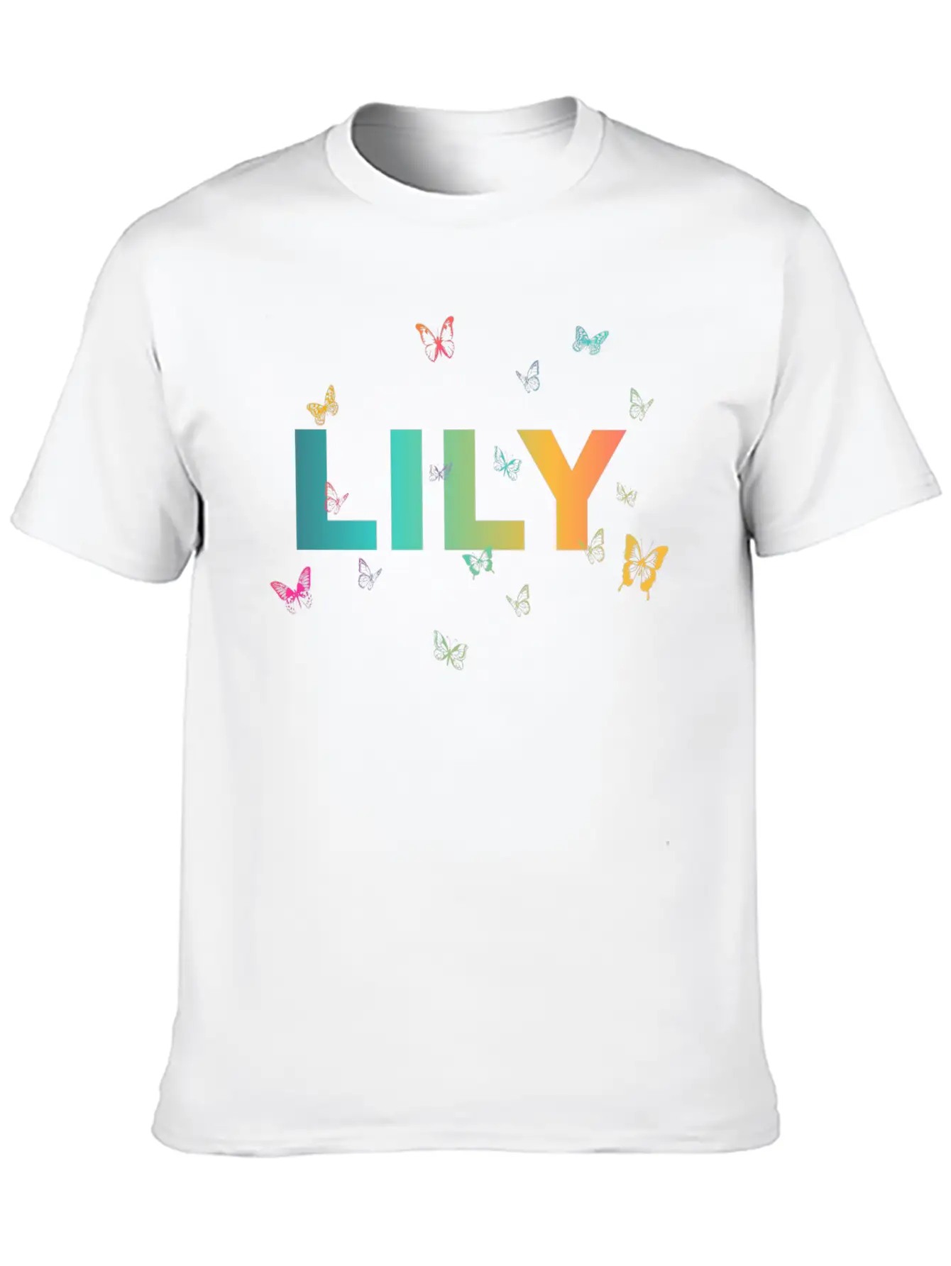 Lily - Beautiful Name With Cute Butterflies Classic Cotton Tee – Unisex Comfort For Any Season