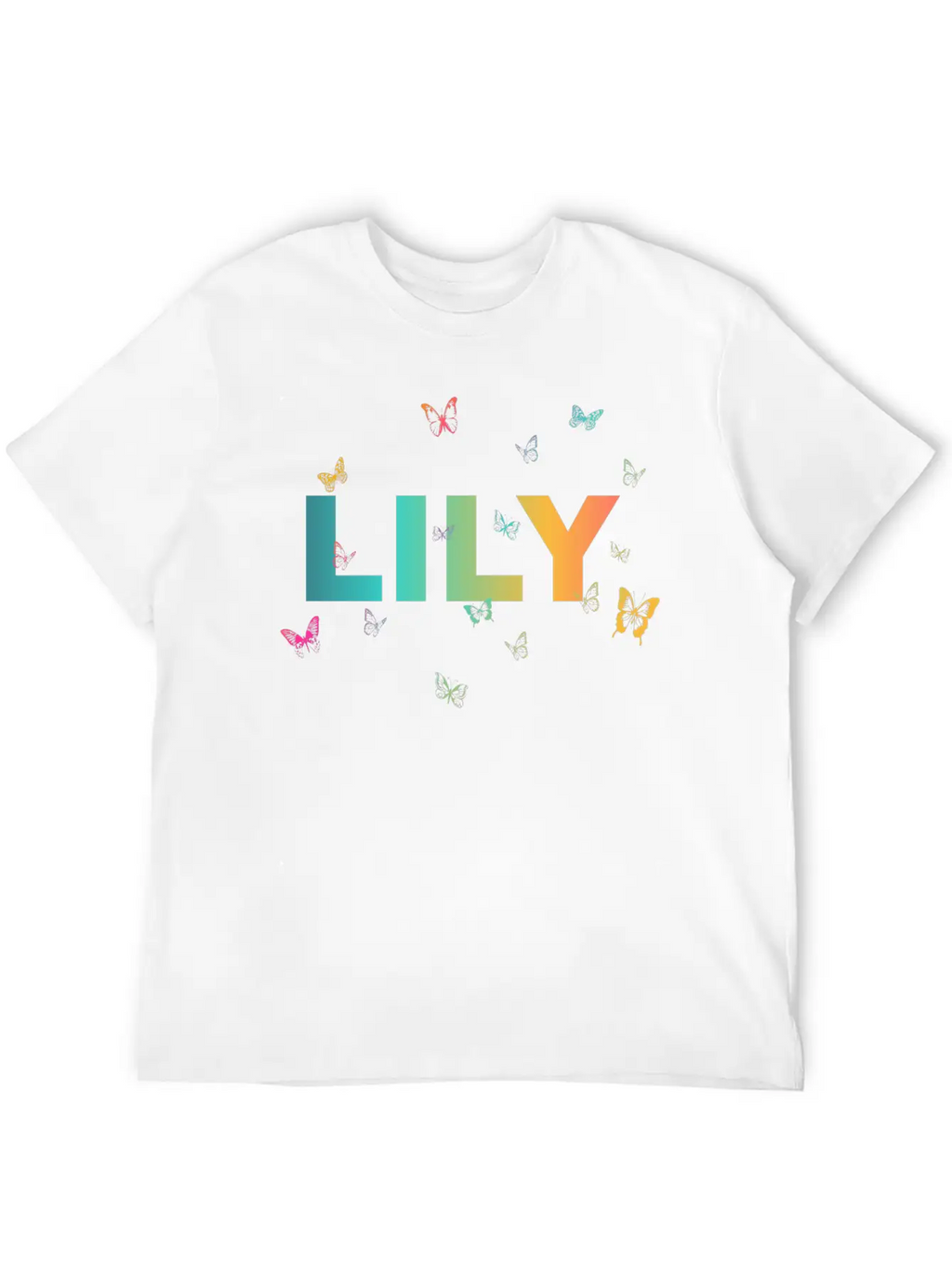 Lily - Beautiful Name With Cute Butterflies Classic Cotton Tee – Unisex Comfort For Any Season