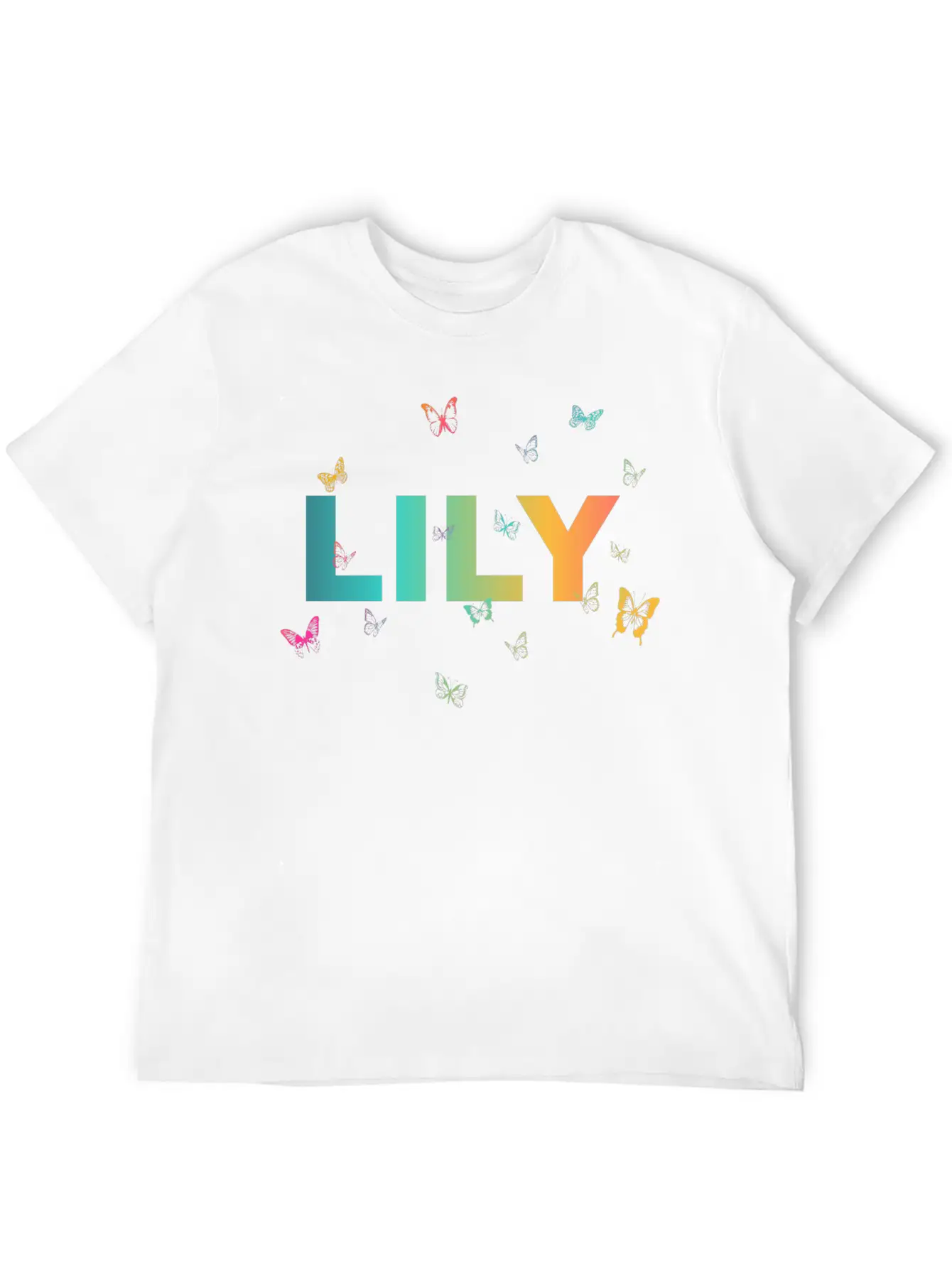 Lily - Beautiful Name With Cute Butterflies Classic Cotton Tee – Unisex Comfort For Any Season