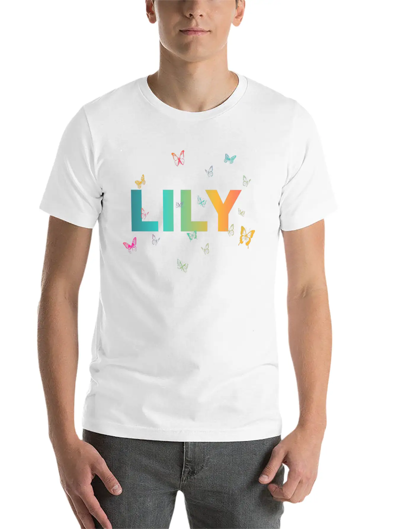 Lily - Beautiful Name With Cute Butterflies Classic Cotton Tee – Unisex Comfort For Any Season
