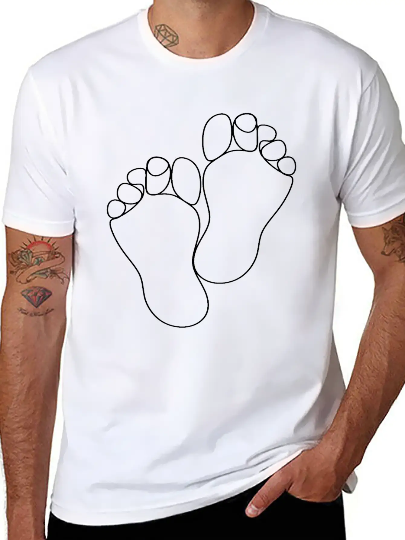 LINE ART DRAWING FOOT FEET Timeless Short Sleeve Tee – Comfy And Minimalist Design