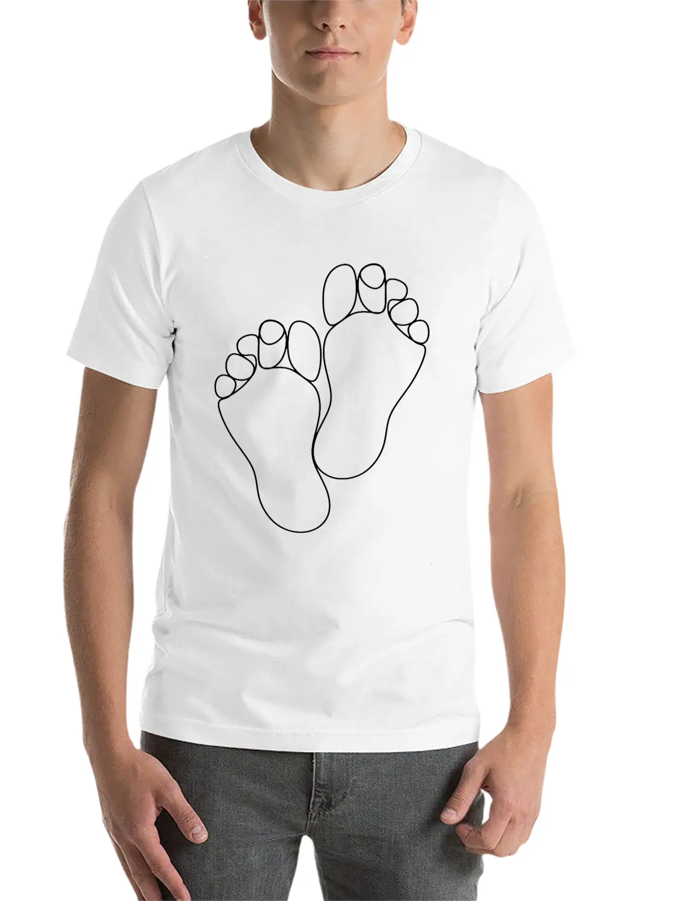 LINE ART DRAWING FOOT FEET Timeless Short Sleeve Tee – Comfy And Minimalist Design