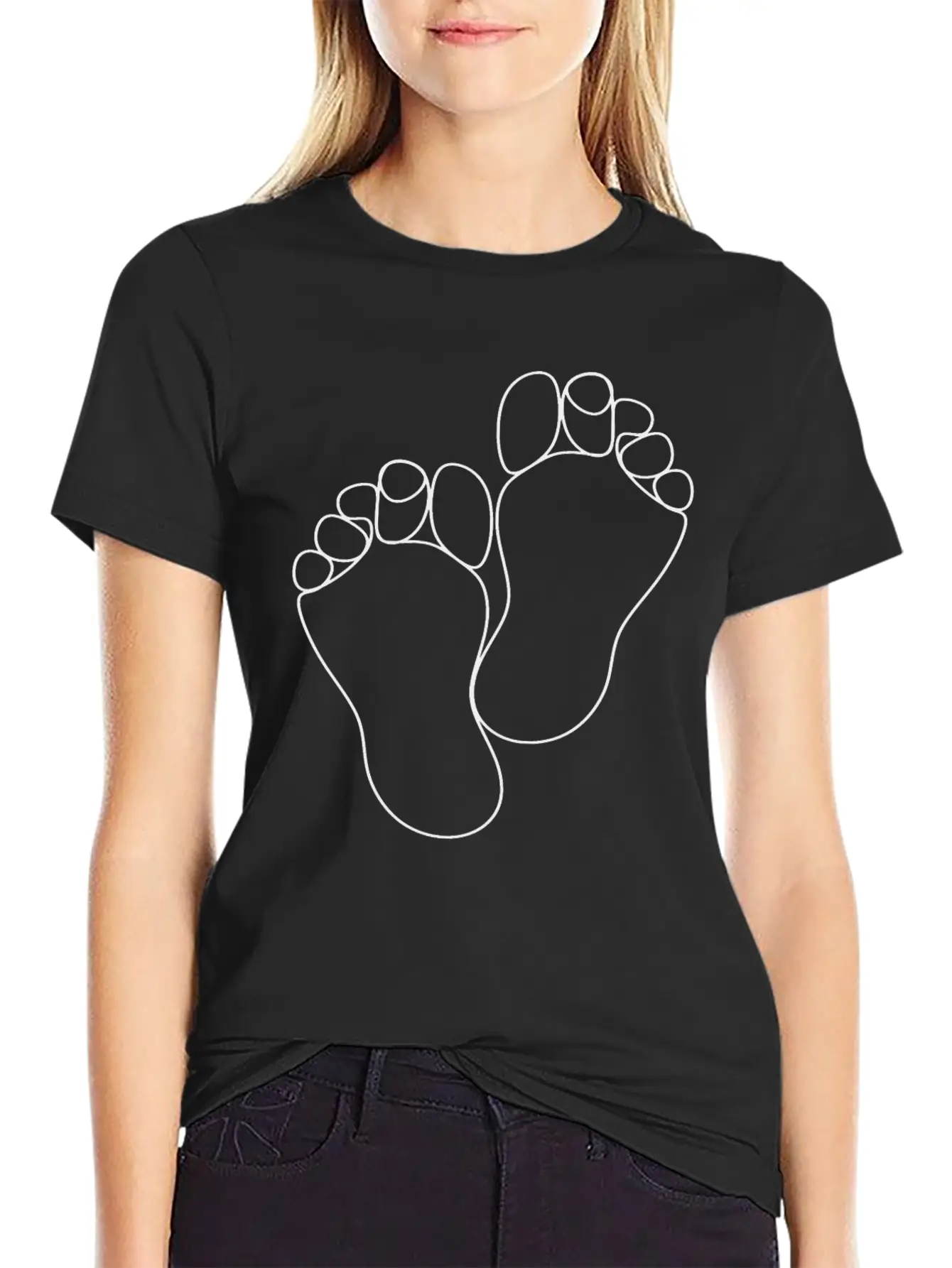 LINE ART DRAWING FOOT FEET Timeless Short Sleeve Tee – Comfy And Minimalist Design