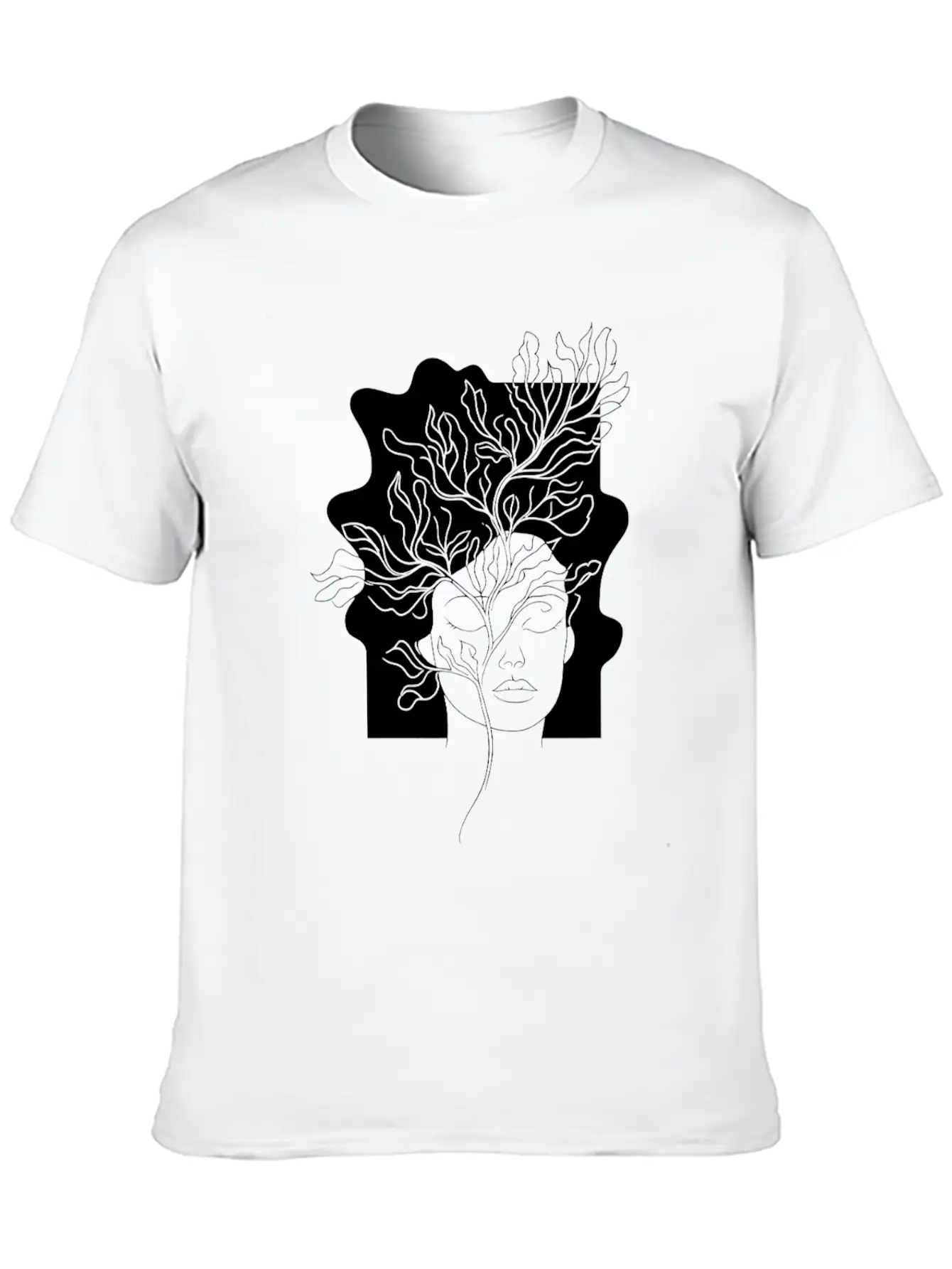 Line Art Flowers Woman Minimalist Abstract Essential Cotton Tee For Daily Outfits – Unisex Style
