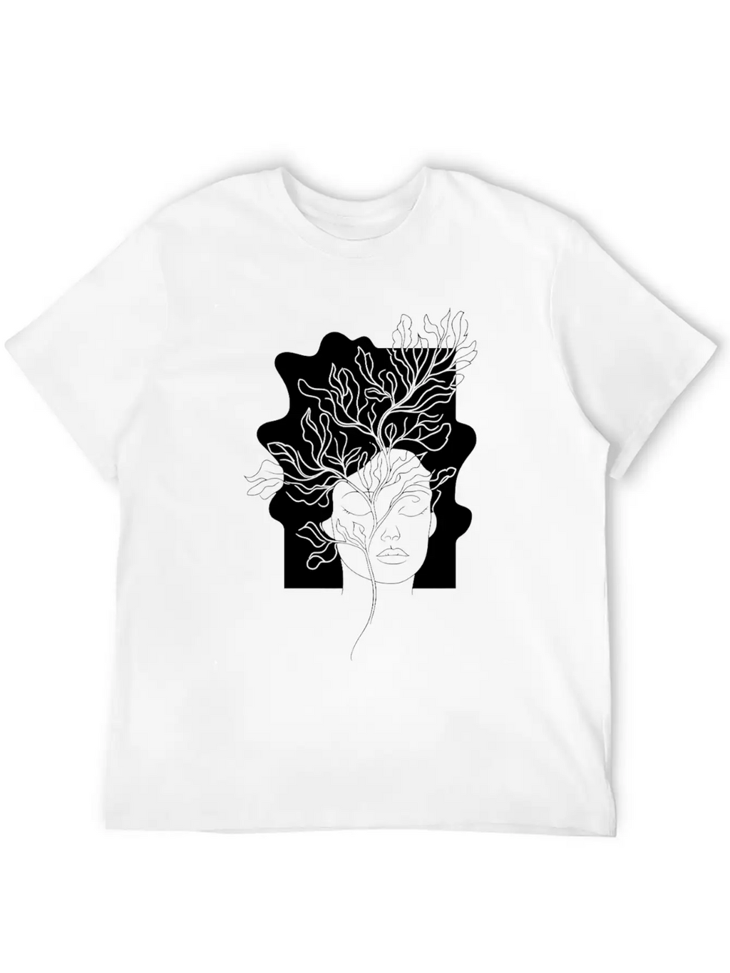 Line Art Flowers Woman Minimalist Abstract Essential Cotton Tee For Daily Outfits – Unisex Style