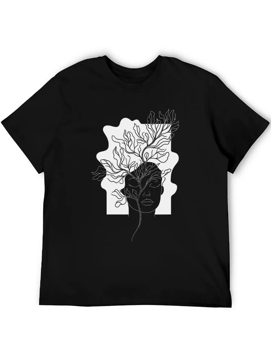 Line Art Flowers Woman Minimalist Abstract Essential Cotton Tee For Daily Outfits – Unisex Style