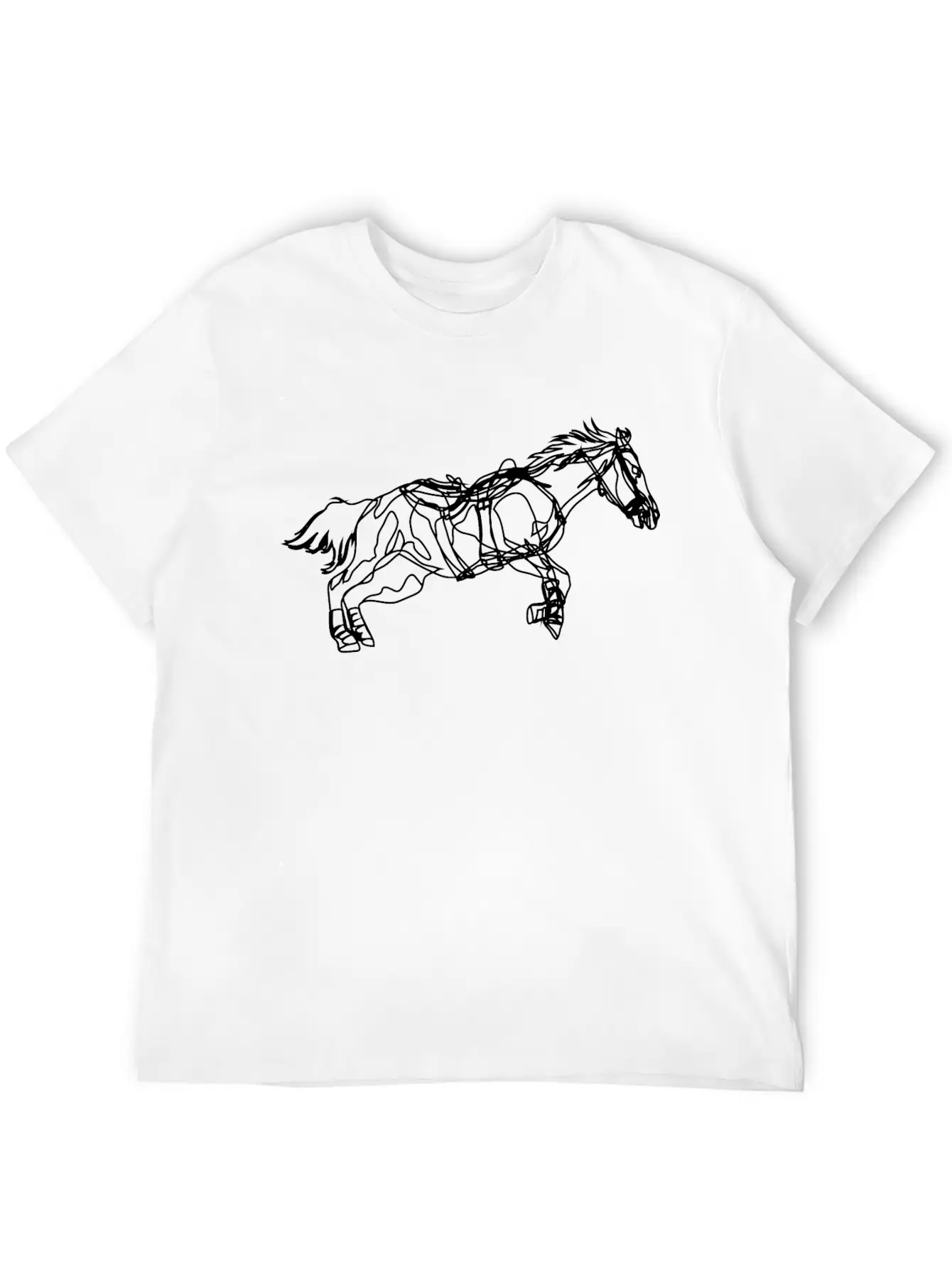 Line Art Horse Relaxed Everyday Tee – Lightweight And Durable Cotton