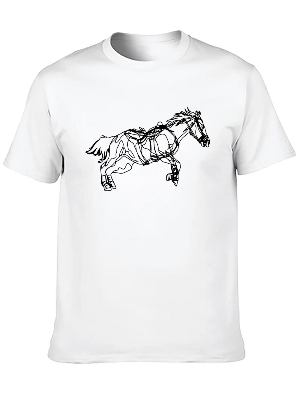 Line Art Horse Relaxed Everyday Tee – Lightweight And Durable Cotton