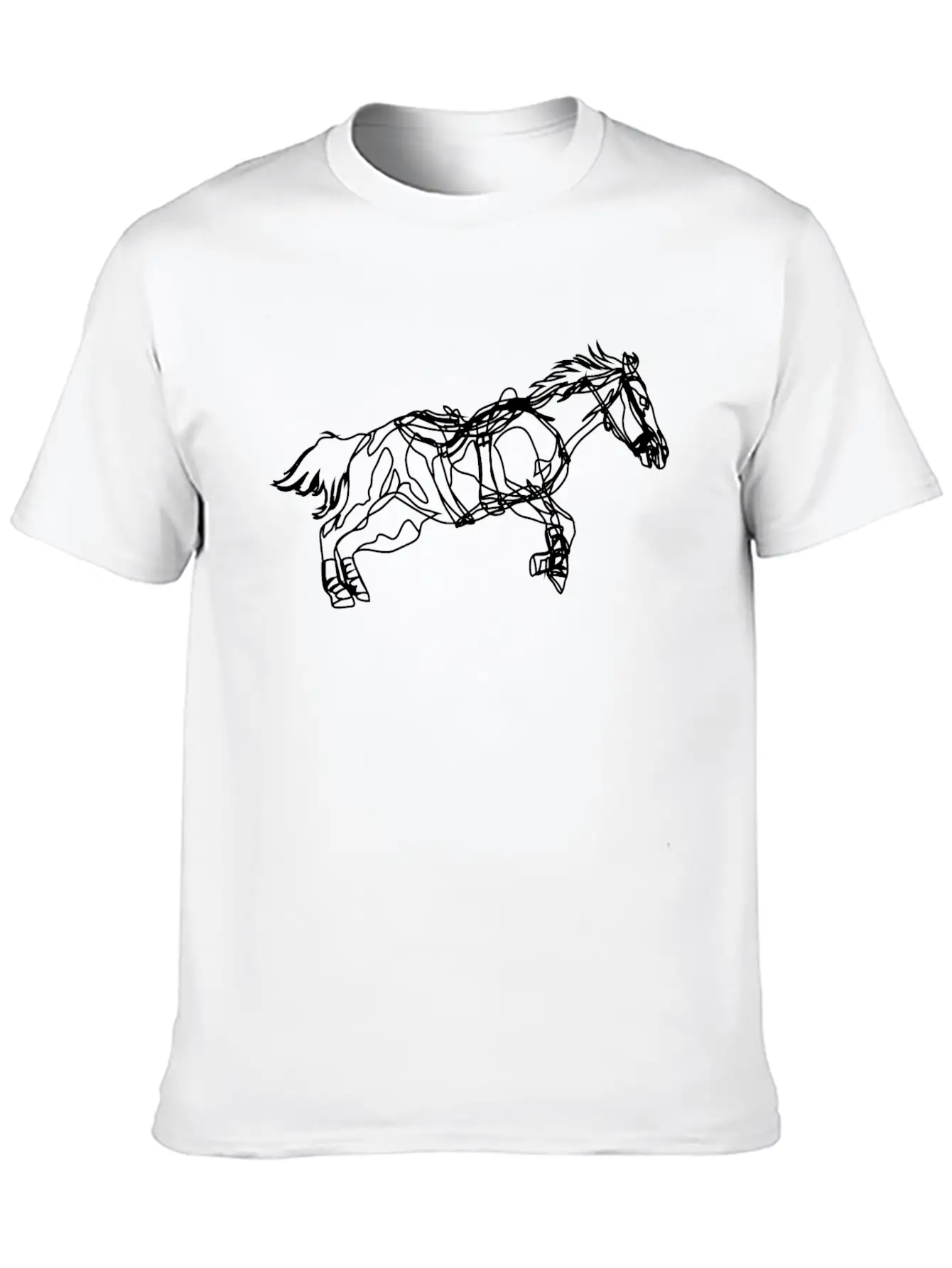 Line Art Horse Relaxed Everyday Tee – Lightweight And Durable Cotton