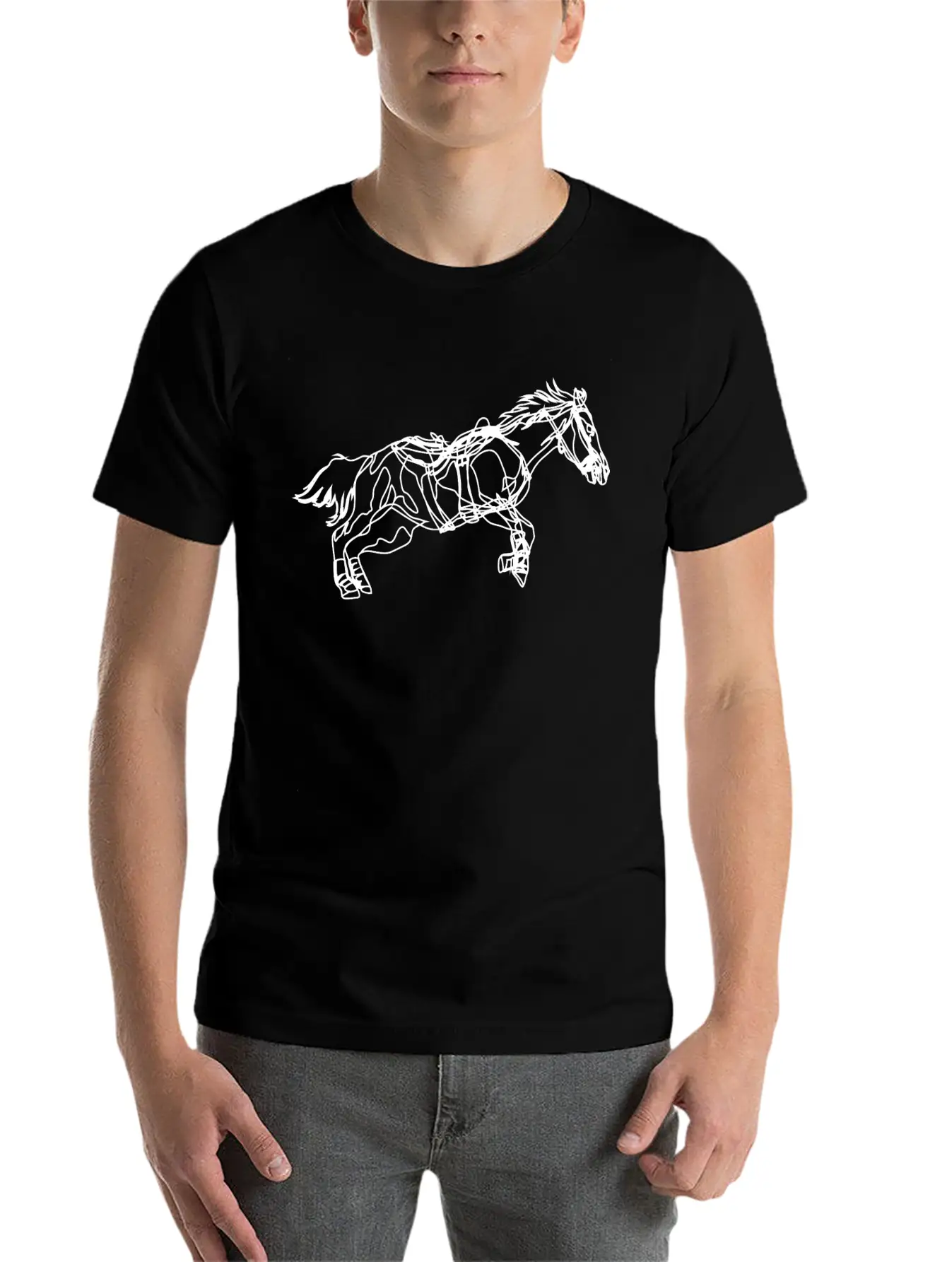 Line Art Horse Relaxed Everyday Tee – Lightweight And Durable Cotton